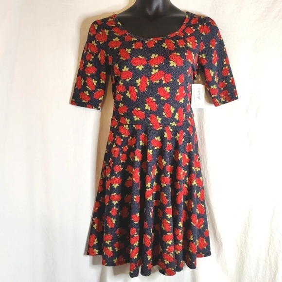 Lula Roe Floral Midi Fit And Flare Dress - Picture 1 of 10